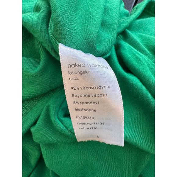 New ~ NAKED WARDROBE ~ Women's Green Long Sleeve Cropped Blouse Top Size L - Picture 4 of 4